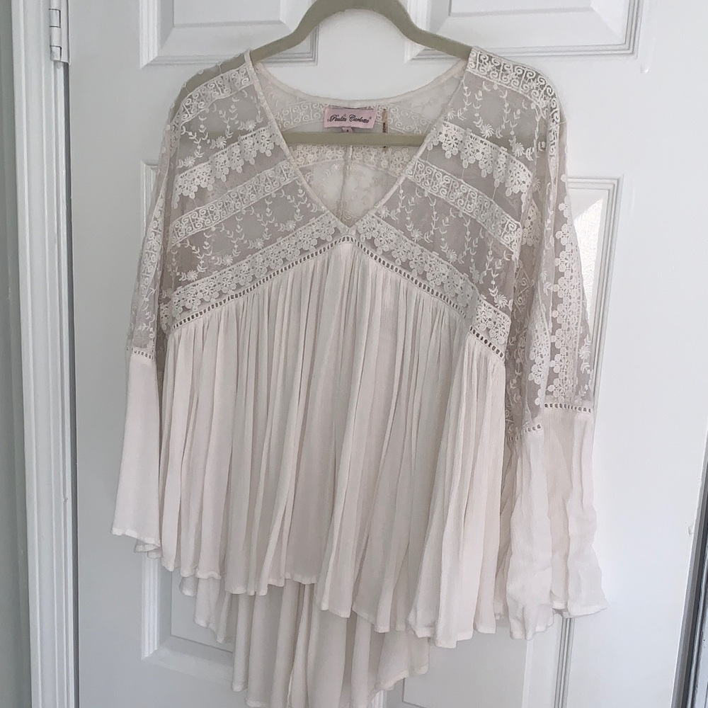 Women's Ivory Lace Blouse- paulita Carlotta